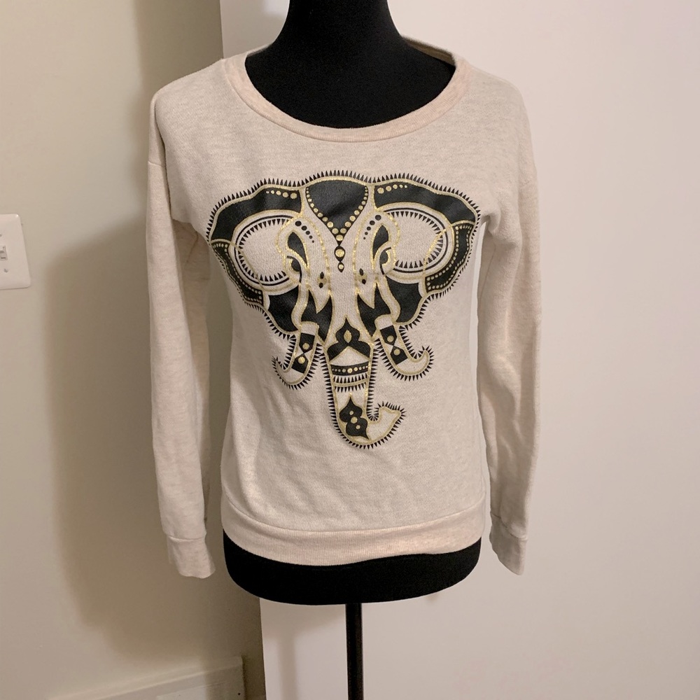 S Miss Chevious Sweater Elephant Cream Black Gold